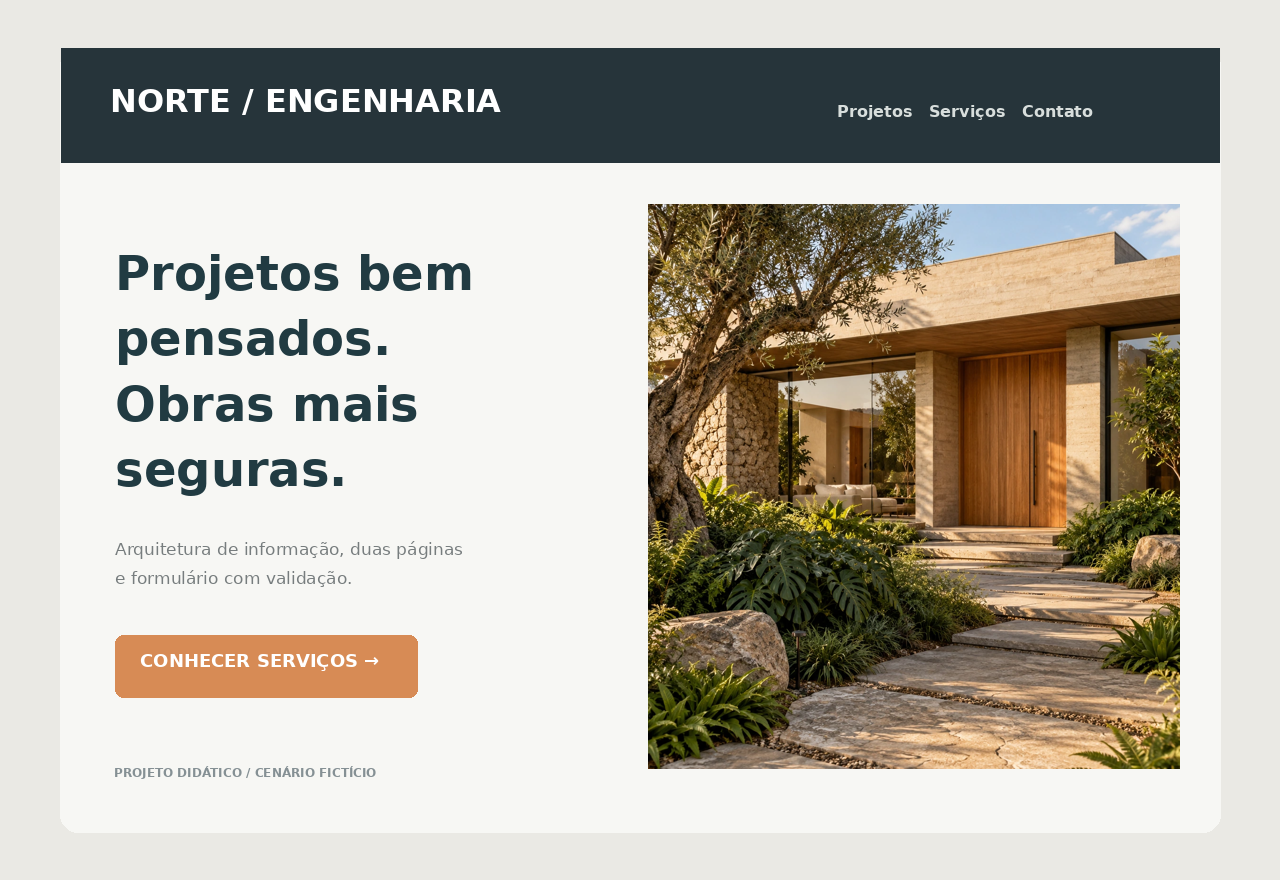 Prévia ilustrativa do site de estudo Norte Engenharia